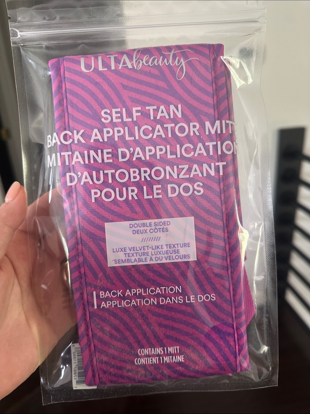 Ulta Beauty Self-Tan Back Applicator Mitt - Pink and Purple Zebra